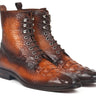 Paul Parkman Men's Croco-Embossed Leather Lace-Up Boots in Brown