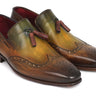 Paul Parkman Men's Hand-Painted Leather Wingtip Tassel Loafers in Green