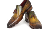 Paul Parkman Men's Hand-Painted Leather Wingtip Tassel Loafers in Green