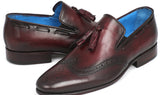 Paul Parkman Men's Hand-Painted Leather Wingtip Tassel Loafers in Bordeaux