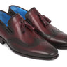 Paul Parkman Men's Hand-Painted Leather Wingtip Tassel Loafers in Bordeaux