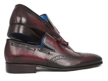 Paul Parkman Men's Hand-Painted Leather Wingtip Tassel Loafers in Bordeaux