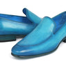 Paul Parkman Men's Perforated Leather Loafers in Turquoise