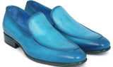 Paul Parkman Men's Perforated Leather Loafers in Turquoise