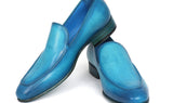 Paul Parkman Men's Perforated Leather Loafers in Turquoise