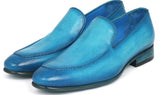 Paul Parkman Men's Perforated Leather Loafers in Turquoise