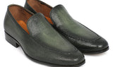 Paul Parkman Men's Perforated Leather Loafers in Green