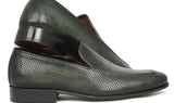 Paul Parkman Men's Perforated Leather Loafers in Green
