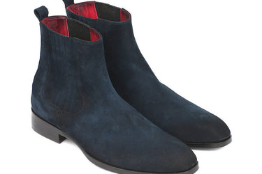 Paul Parkman Men's Suede Chelsea Boots in Navy