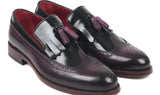 Paul Parkman Kiltie Tassel Loafer in Black & Purple