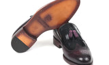 Paul Parkman Kiltie Tassel Loafer in Black & Purple