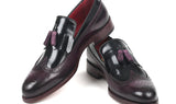 Paul Parkman Kiltie Tassel Loafer in Black & Purple