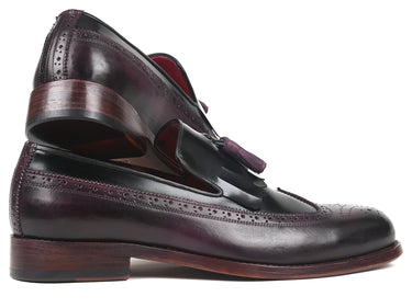 Paul Parkman Kiltie Tassel Loafer in Black & Purple