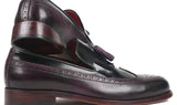 Paul Parkman Kiltie Tassel Loafer in Black & Purple