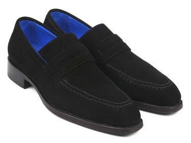 Paul Parkman Goodyear Welted Suede Loafers in Black