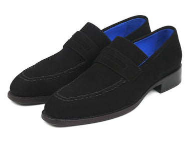 Paul Parkman Goodyear Welted Suede Loafers in Black