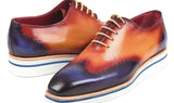 Paul Parkman Men's Smart Casual Wingtip Oxfords in Blue & Camel