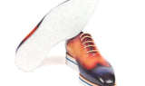 Paul Parkman Men's Smart Casual Wingtip Oxfords in Blue & Camel