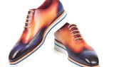 Paul Parkman Men's Smart Casual Wingtip Oxfords in Blue & Camel