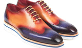 Paul Parkman Men's Smart Casual Wingtip Oxfords in Blue & Camel