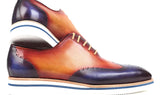 Paul Parkman Men's Smart Casual Wingtip Oxfords in Blue & Camel