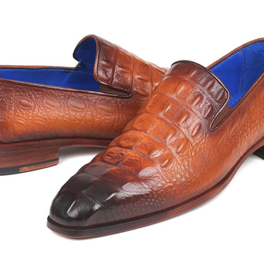 Paul Parkman Croco-Embossed Calfskin Loafers in Brown in #color_