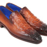 Paul Parkman Croco-Embossed Calfskin Loafers in Brown