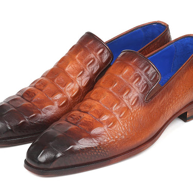 Paul Parkman Croco-Embossed Calfskin Loafers in Brown in #color_