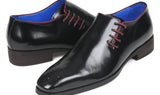 Paul Parkman Side Lace Polished Leather Oxfords in Black
