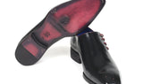 Paul Parkman Side Lace Polished Leather Oxfords in Black