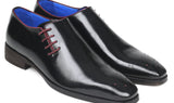 Paul Parkman Side Lace Polished Leather Oxfords in Black