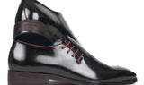 Paul Parkman Side Lace Polished Leather Oxfords in Black