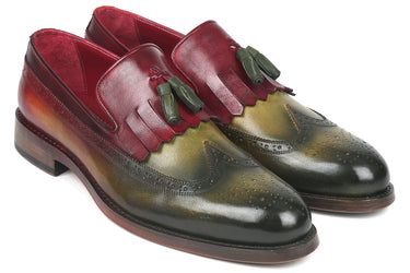 Paul Parkman Kiltie Tassel Loafer in Green & Bordeaux