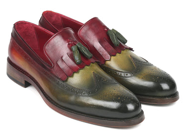 Paul Parkman Kiltie Tassel Loafer in Green & Bordeaux