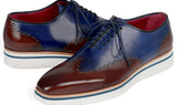 Paul Parkman Men's Smart Casual Wingtip Oxfords in Brown & Blue