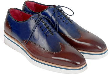 Paul Parkman Men's Smart Casual Wingtip Oxfords in Brown & Blue