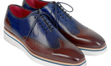 Paul Parkman Men's Smart Casual Wingtip Oxfords in Brown & Blue