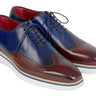 Paul Parkman Men's Smart Casual Wingtip Oxfords in Brown & Blue