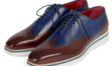 Paul Parkman Men's Smart Casual Wingtip Oxfords in Brown & Blue