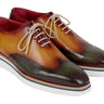 Paul Parkman Men's Smart Casual Wingtip Oxfords in Green & Camel