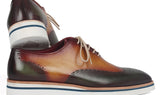Paul Parkman Men's Smart Casual Wingtip Oxfords in Green & Camel