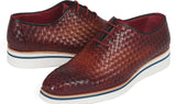 Paul Parkman Men's Woven Leather Smart Casual Shoes in Brown