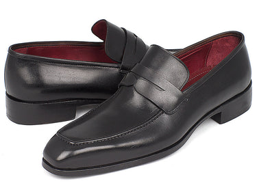 Paul Parkman Men's Hand-Painted Leather Penny Loafers in Black