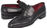 Paul Parkman Men's Hand-Painted Leather Penny Loafers in Black