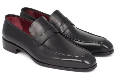 Paul Parkman Men's Hand-Painted Leather Penny Loafers in Black
