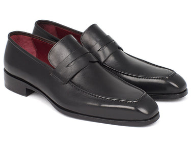 Paul Parkman Men's Hand-Painted Leather Penny Loafers in Black