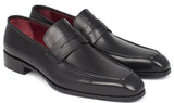 Paul Parkman Men's Hand-Painted Leather Penny Loafers in Black