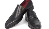 Paul Parkman Men's Hand-Painted Leather Penny Loafers in Black