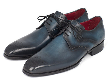 Paul Parkman Men's Medallion Toe Derby Shoes in Navy & Blue