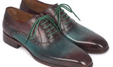Paul Parkman Men's Plain Toe Oxfords in Green & Bordeaux